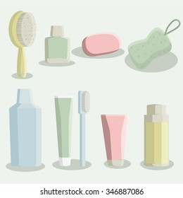 Personal hygiene products. Vector set