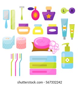 Personal hygiene vector items.