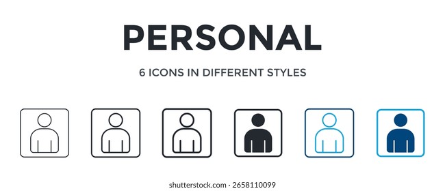 Icono Personal En Diferente Estilo De Ilustración vectorial. Diseñado En Línea Delgada, Línea Regular, Línea Negrita, Glifo, Línea De Color Y Estilo De Glifo De Color Se Puede Utilizar Para El Web