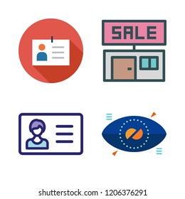 personal icon set. vector set about sale id, id card and bionic contact lens icons set.