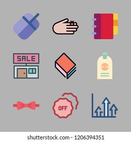 personal icon set. vector set about injury, growth, e reader and sale id icons set.