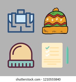 personal icon set. vector set about briefcase, winter hat and list icons set.