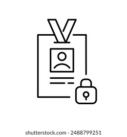 Personal id badge with picture and lock. Authorized access and secure identification. Pixel perfect vector icon