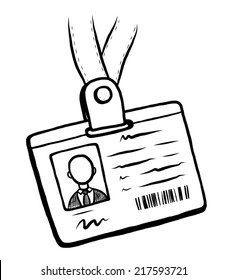 personal ID card / cartoon vector and illustration, black and white, hand drawn, sketch style, isolated on white background.