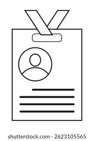 Personal ID card icon, press card for a visitor. Name badge with photo. Outline ID card icon. Minimalist id badge icon with photo. Vector illustration EPS10
