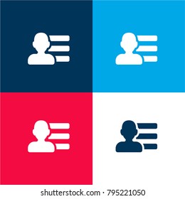 Personal id card of a man four color material and minimal icon logo set in red and blue