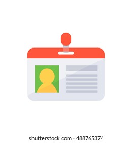 Personal identification badge. Access and identification document. Flat design style.