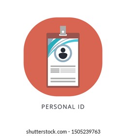 Personal identity. ID card, identification card, drivers license, identity verification, person data. Modern vector illustration in a flat style.