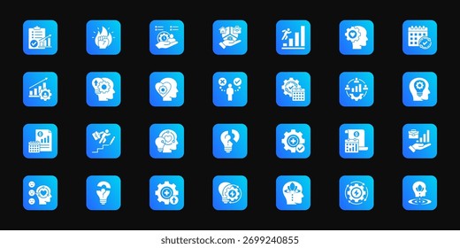 Personal improvement track   Cohesive set of minimalist vector icons representing key ideas with visual clarity