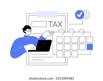 Personal income tax abstract concept vector illustration. Budget calculation, online IRS form, bank account, bill payment, receiving invoice, economic report, loan and credit abstract metaphor.