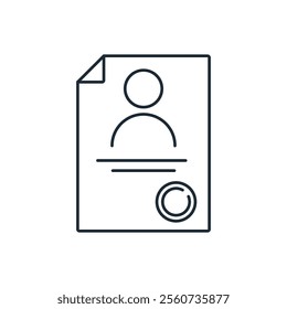 Personal info data. User or profile document.  Vector linear icon illustration isolated on white background.
