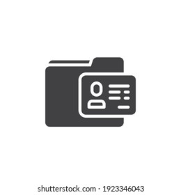 Personal info folder vector icon. filled flat sign for mobile concept and web design. Profile document archive glyph icon. Symbol, logo illustration. Vector graphics