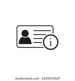 Symbol für persönliche Daten. Greifen Sie auf das Info-Symbol für die Person zu. Mitarbeiteridentifikator. Benutzerkontensymbol. Stockbild.