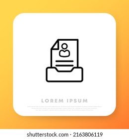 Personal Information Icon. Id Card. Personal Patient Medical Card. Resume Icon. Career And Recruitment Concept. Medical Concept. Vector Line Icon For Business And Advertising