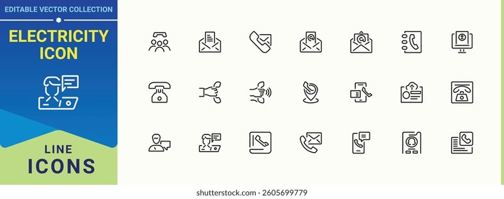 Personal Information icon set. Contain linear symbols mobile, location, email, info, call and more. Contact Us line icon. Web icons pack. Conceptual pictogram and infographic.