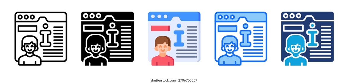 Personal Information Icon Set Multiple Style Collection Vector Illustration