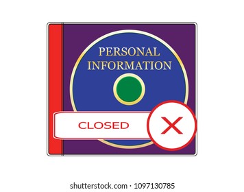 Personal Information- Image of a box with a laser disc. Image to illustrate the restriction of access to personal information. This image was created using the color space CMYK .