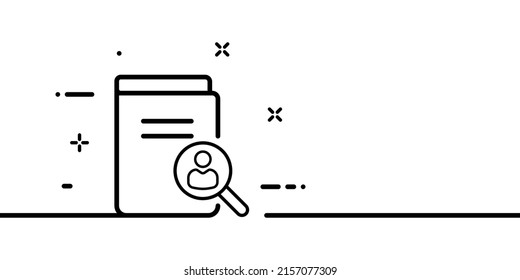 Personal Information Line Icon. Data, Man, People, Book, Document, File, Dossier, Questionnaire, Magnifying Glass, Client, Employee, Folder, Research, Work. Business Concept. One Line Style