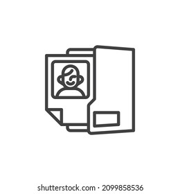 Personal Information line icon. linear style sign for mobile concept and web design. User profile, document outline vector icon. Symbol, logo illustration. Job interview folder vector graphics