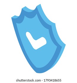 Icono de escudo protegido de información personal. Isométrico de la información personal icono de vector blindado seguro para el diseño web aislado en fondo blanco