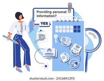 Personal information vector illustration. Authentication and encryption are critical components personal data management Ensuring confidentiality personal information is top priority Protecting