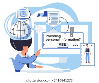 Personal information vector illustration. Databases must be fortified to safeguard vast amount private information they store The concept personal information underscores significance its security