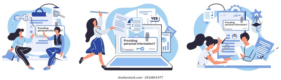 Personal information vector illustration. Effective data storage methods ensure confidentiality personal information Personal information protection is cornerstone online security and privacy