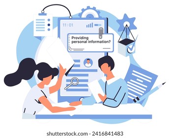 Personal information vector illustration. The internet should be safe environment for users to share their personal information Protecting personal information in cyberspace is essential for trust