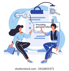Personal information vector illustration. Safeguarding personal information is shared responsibility among users and service providers Encryption plays vital role in securing sensitive personal data
