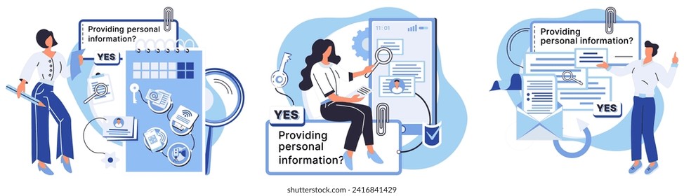 Personal information vector illustration. The security personal data relies on strong authentication measures Safeguarding personal information requires encryption to protect against data breaches