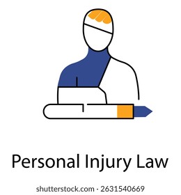 Lei de lesões pessoais vetor design de ícone simbolizando proteção legal