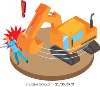 Personal injury when turning the excavator car