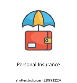 Personal Insurance Filled  Outline Vector Icon Design illustration on White background. EPS 10 File