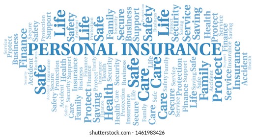 Personal Insurance word cloud vector made with text only