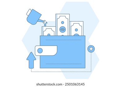 Personal investment concept, Develop business, grow or increase income income, personal development, growth mindset or return on investment, prosperity. flat vector illustration.