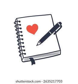 Personal Journal Notebook with Pen Emotional Reflection White Background Mindfulness Tool