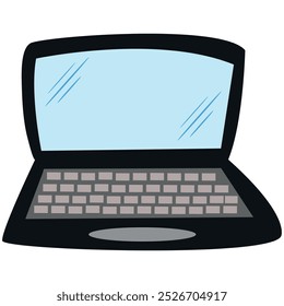 A personal laptop in black color drawn in a vector.