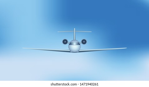 Personal or light jet airplane on blue sky, vector design