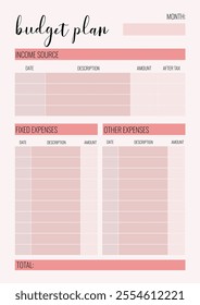 Personal light modern Monthly budget planner