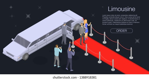 Personal limousine concept banner. Isometric illustration of personal limousine vector concept banner for web design