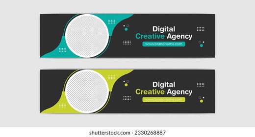 Personal LinkedIn Cover Banner  and Business Page Header Design Web Template