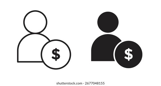 Persönliches Kredit Icon Set Line Art und Glyphe Design. EPS10