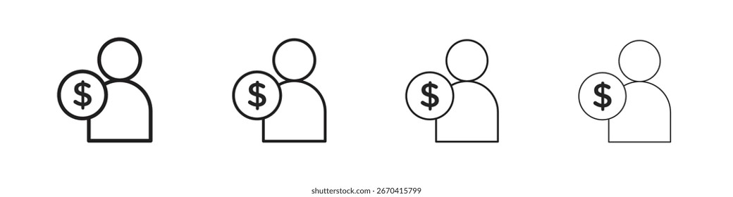 Icono de préstamo personal simple paquete de Vectores negros. Elemento de infografía de diseño