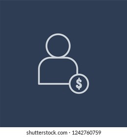 Personal loan icon. Trendy flat vector line Personal loan icon on dark blue background from business   collection. 
