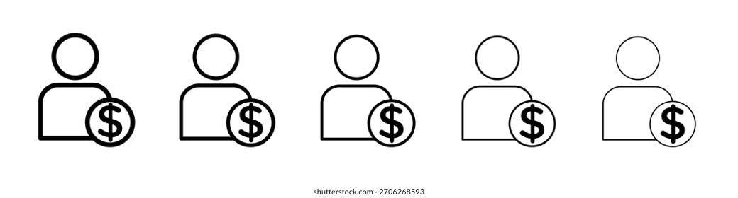 Personal loan icon web Vector collection in black strokes