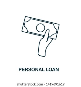 Personal Loan outline icon. Thin line style icons from personal finance icon collection. Web design, apps, software and printing usage simple personal loan icon.