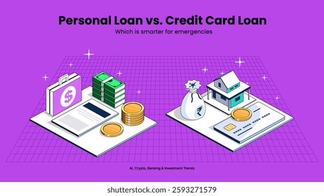 Personal Loan vs. Credit Card Loan – Borrowing Costs Compared with Interest Rates, Repayment Plans, and Financial Pros and Cons | Loan and Debt Infographic