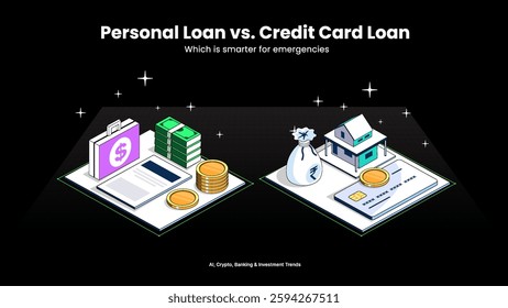 Personal Loan vs. Credit Card Loan – Borrowing Costs Compared with Interest Rates, Repayment Plans, and Financial Pros and Cons | Loan and Debt Infographic