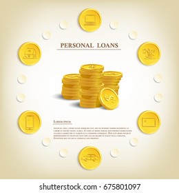 Personal loans illustration. Vector consumer credit marketing template.