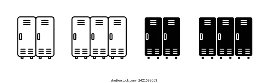 Personal Locker Line Icon. Secure Compartment Icon in Black and White Color.